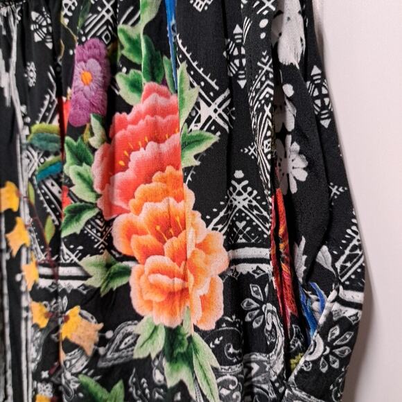 NWT Shana Wide Leg Capri Pants Womens Small Black Tropical Silky Pull On Resort - Picture 5 of 16